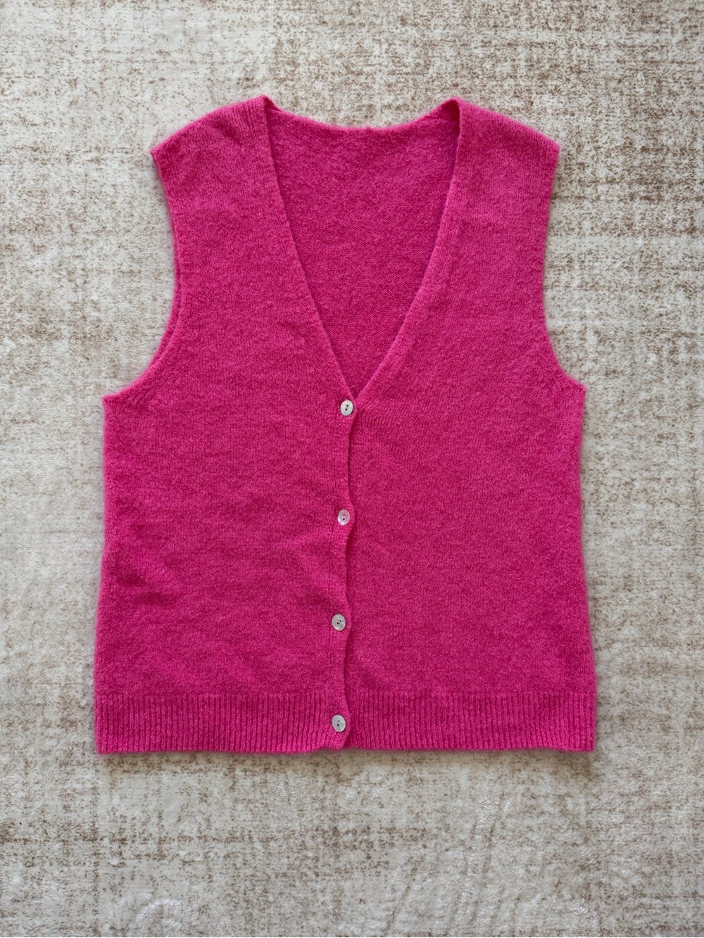 Pink Sweater Vest — 30% Baby Alpaca Blend, Made in Italy